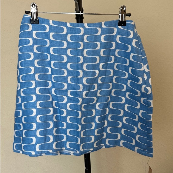 Reformation Farley 100% Linen pool side 2 pc set Blue White Patterned Skirt NWT - Picture 11 of 17